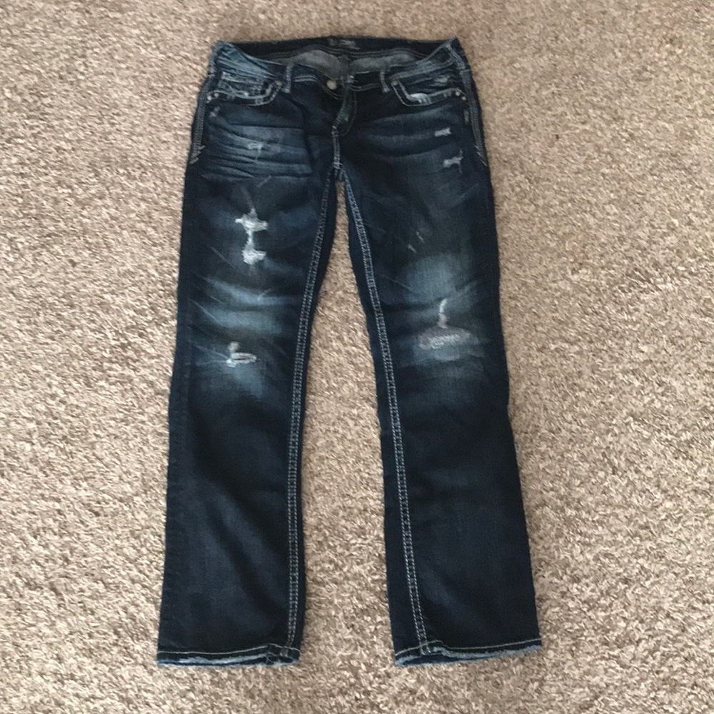 Silver Akio Baby Boot Jeans EUC! 33x33